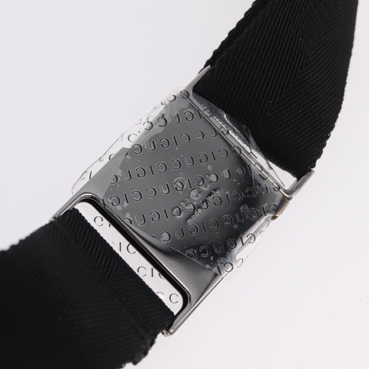 GUCCI GG Canvas Waist Bag Black Silver 131236 Auth 207862V