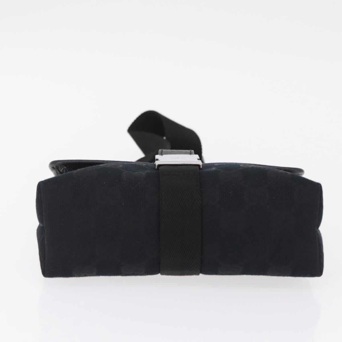 GUCCI GG Canvas Waist Bag Black Silver 131236 Auth 207862V