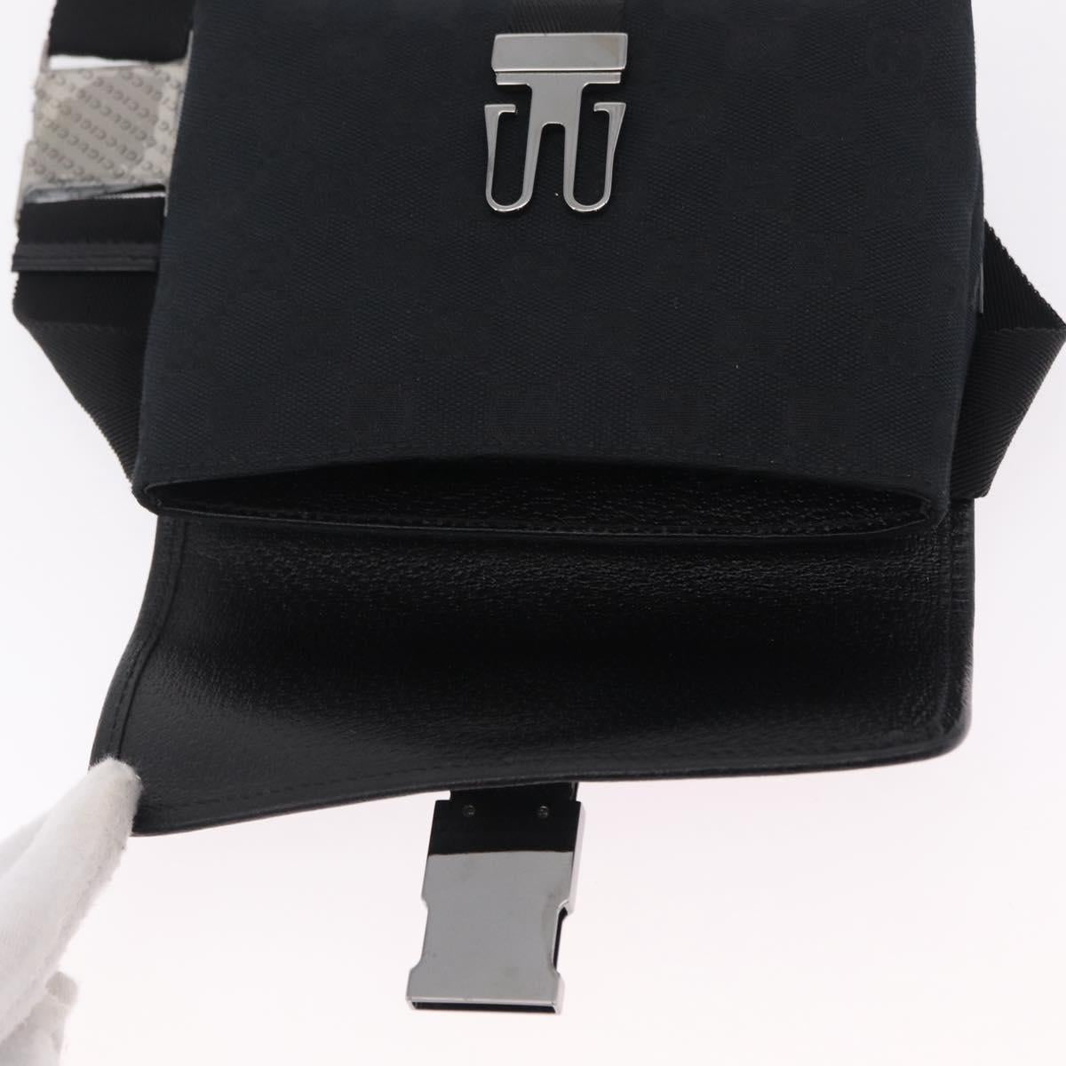 GUCCI GG Canvas Waist Bag Black Silver 131236 Auth 207862V