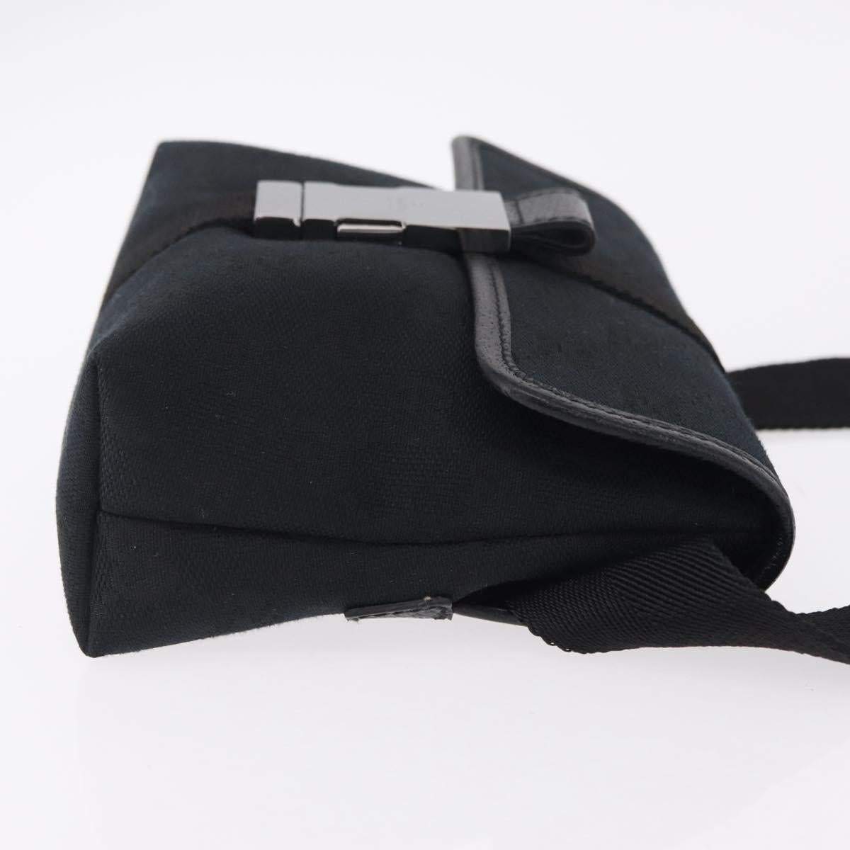 GUCCI GG Canvas Waist Bag Black Silver 131236 Auth 207862V
