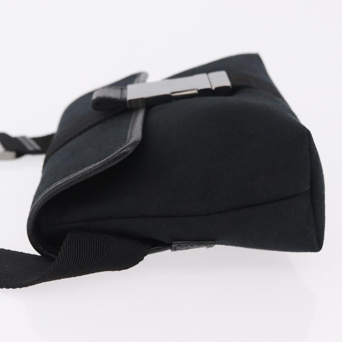 GUCCI GG Canvas Waist Bag Black Silver 131236 Auth 207862V