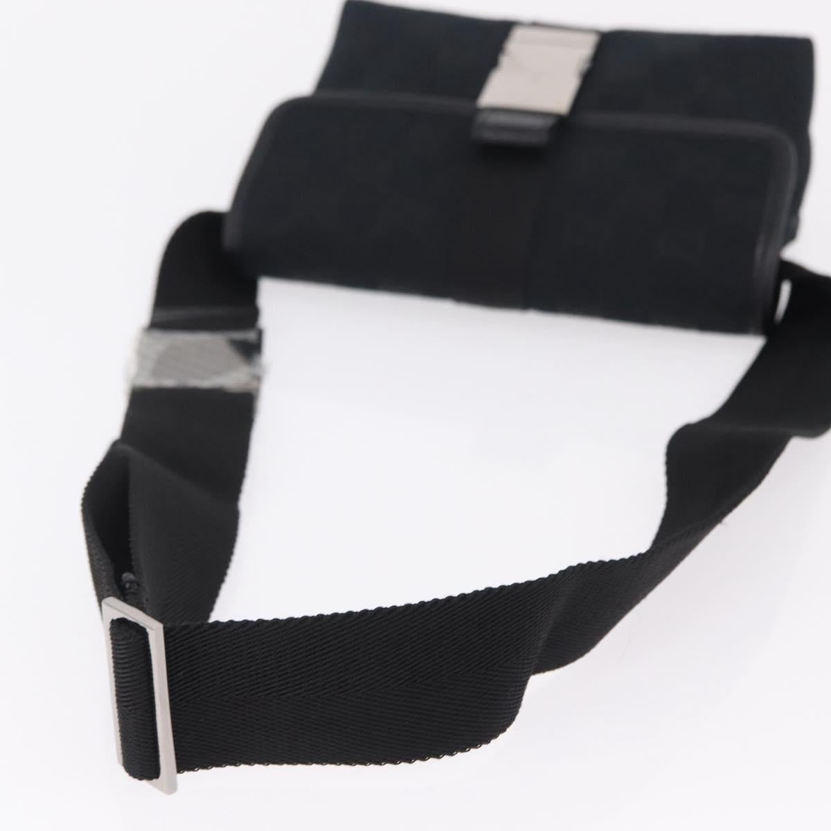 GUCCI GG Canvas Waist Bag Black Silver 131236 Auth 207862V