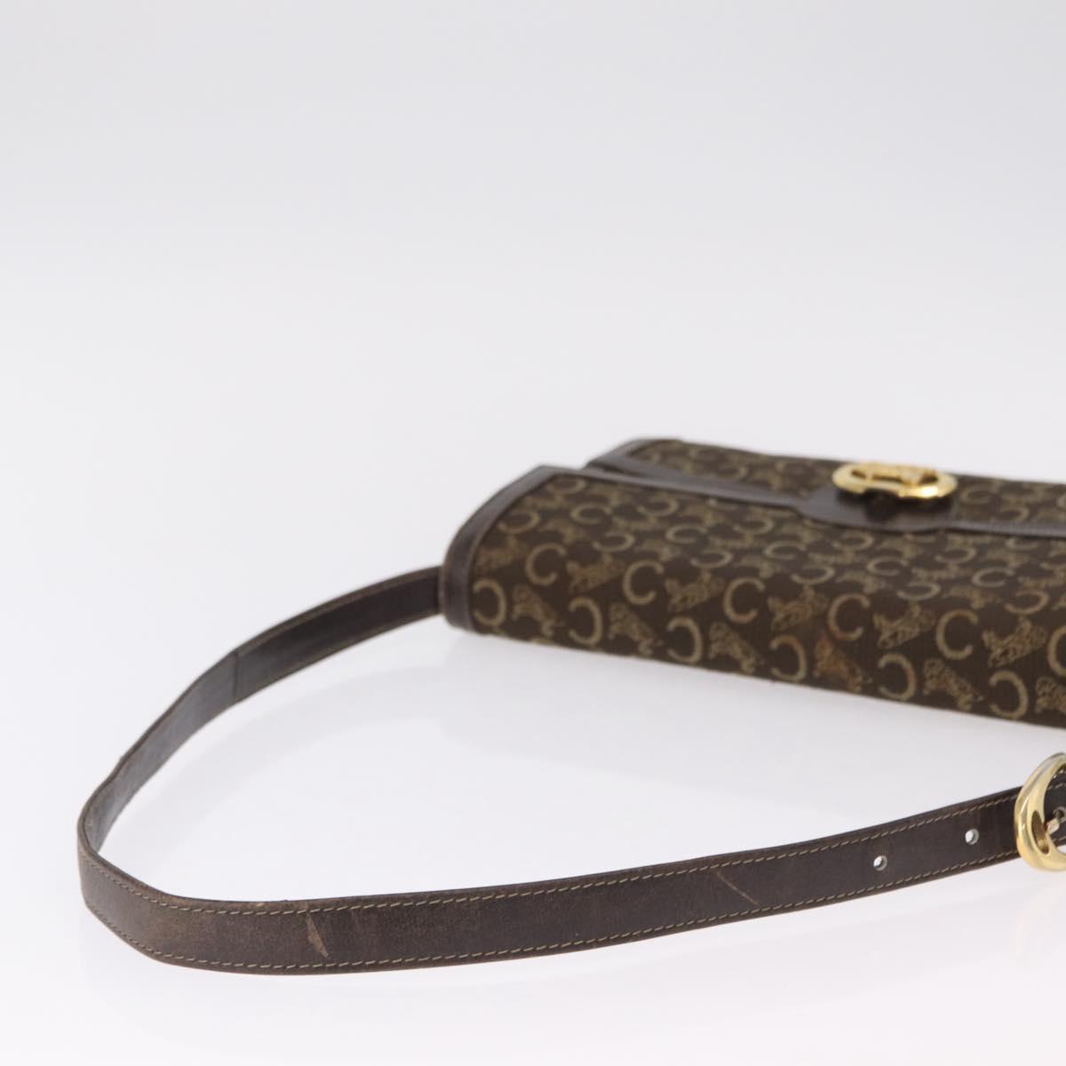 CELINE C Sulky Shoulder Bag Brown Gold Auth 207864