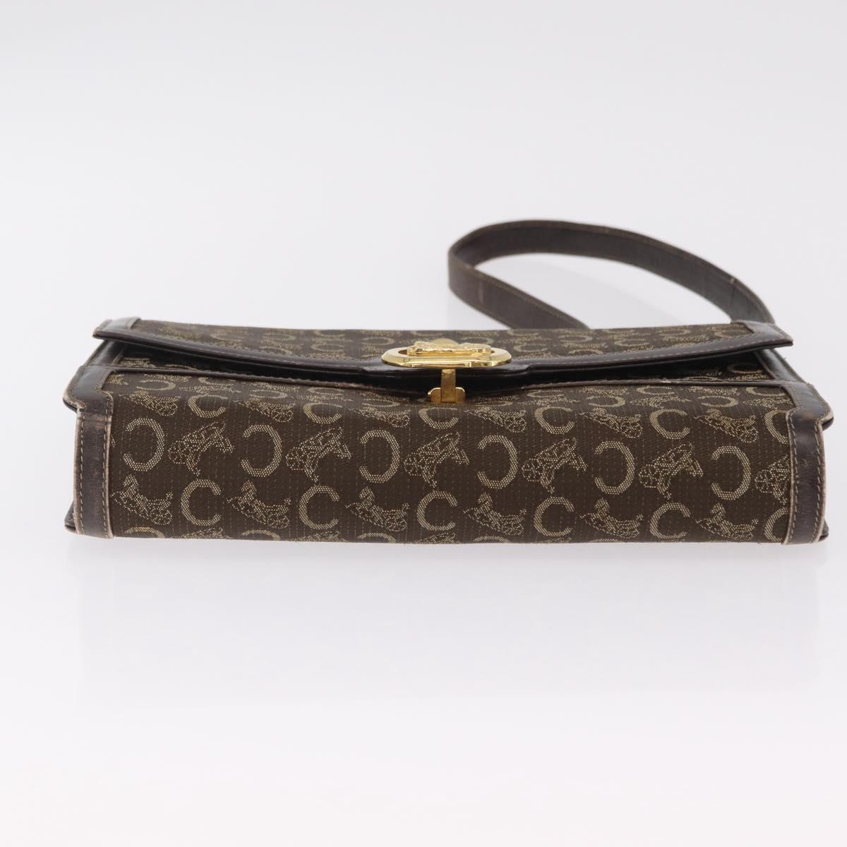 CELINE C Sulky Shoulder Bag Brown Gold Auth 207864