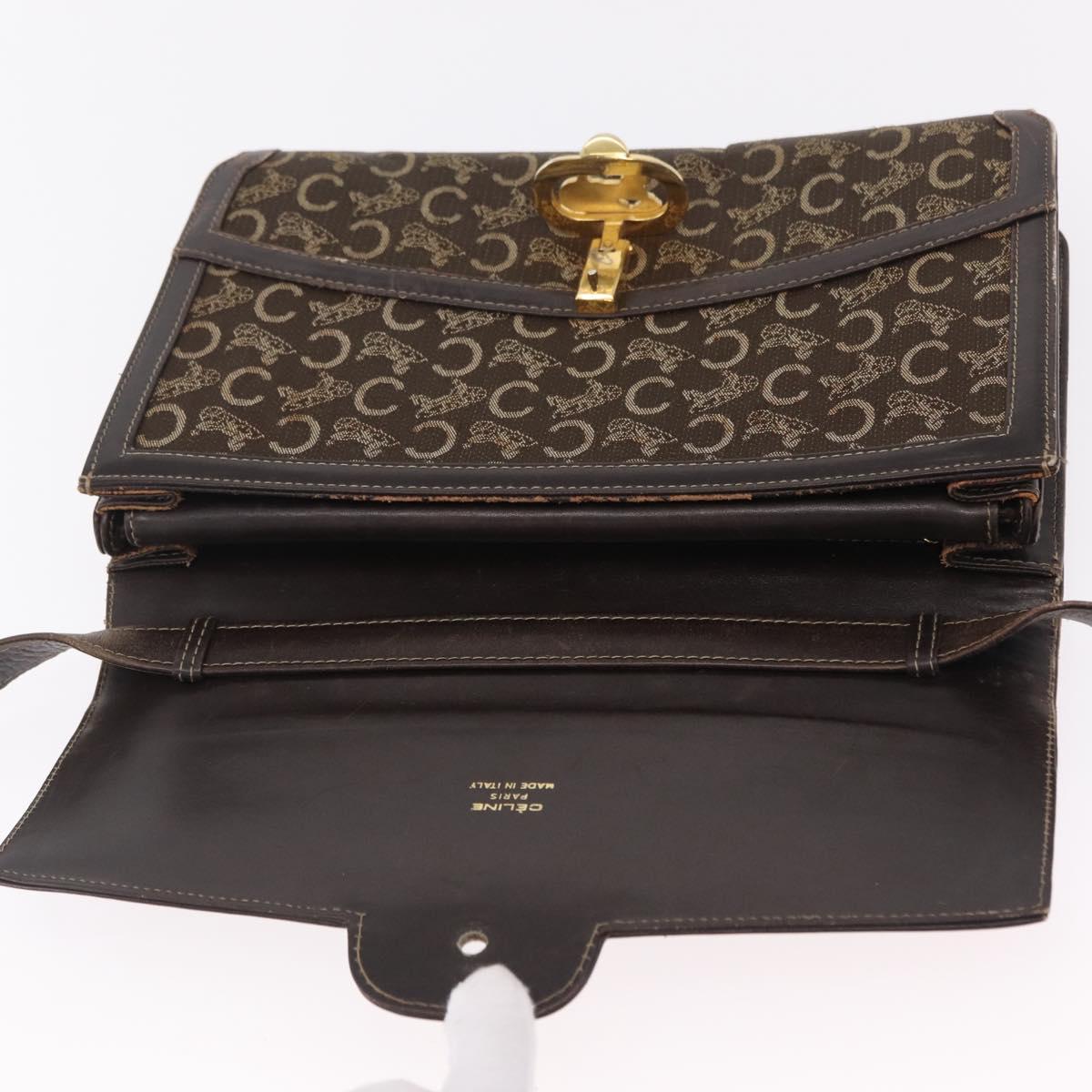 CELINE C Sulky Shoulder Bag Brown Gold Auth 207864
