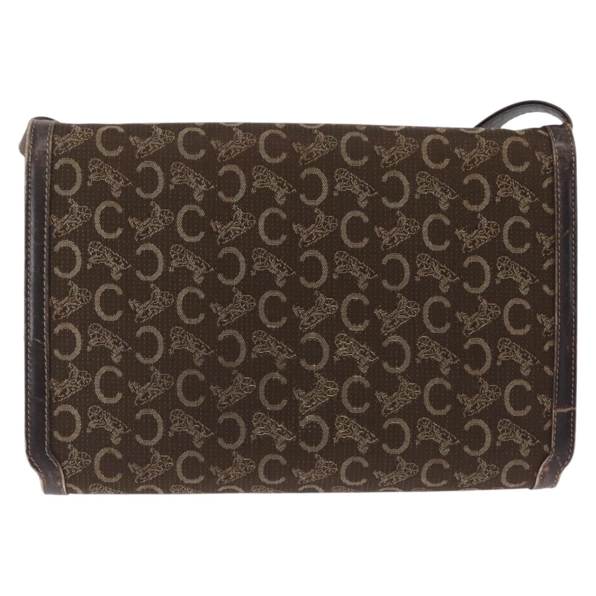 CELINE C Sulky Shoulder Bag Brown Gold Auth 207864