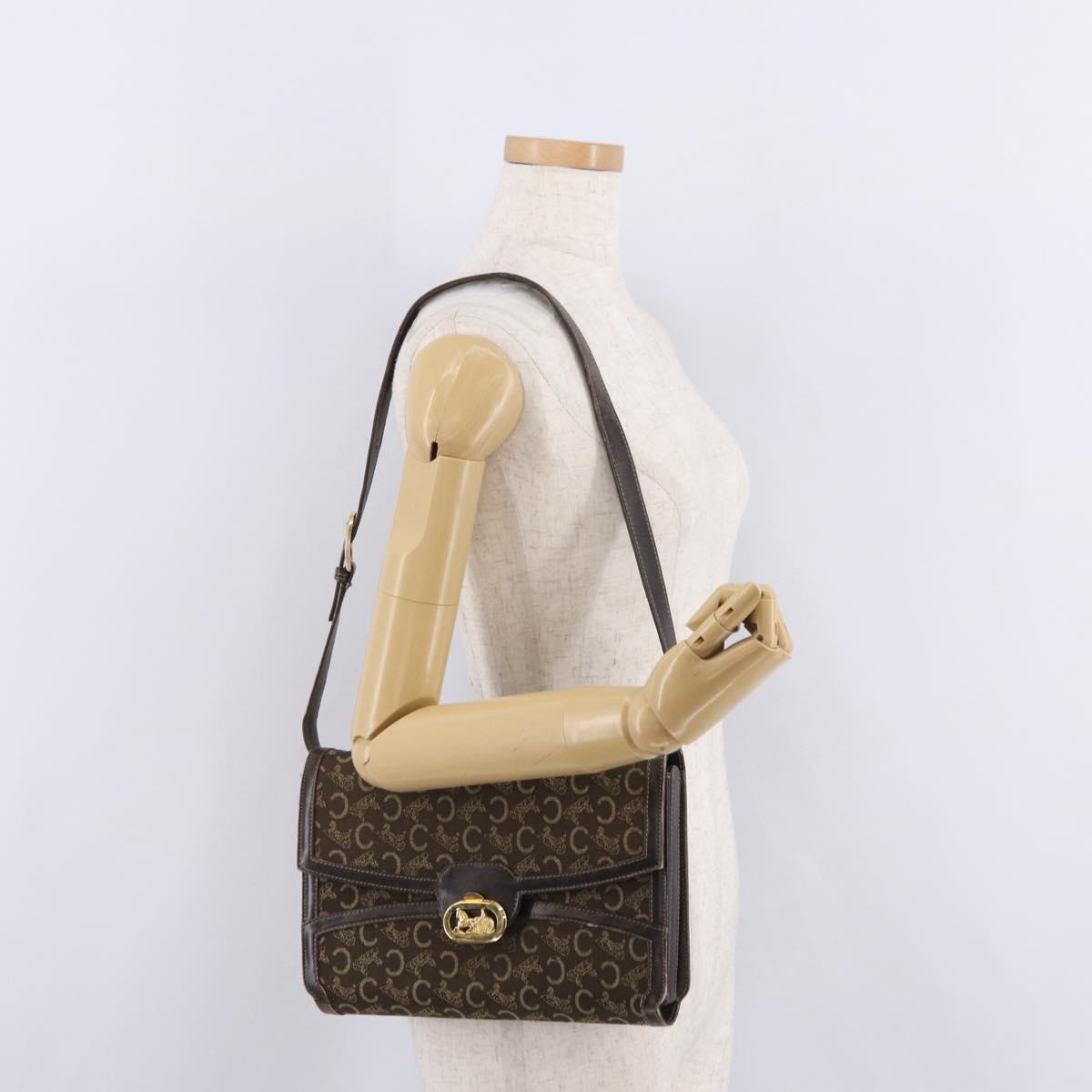 CELINE C Sulky Shoulder Bag Brown Gold Auth 207864