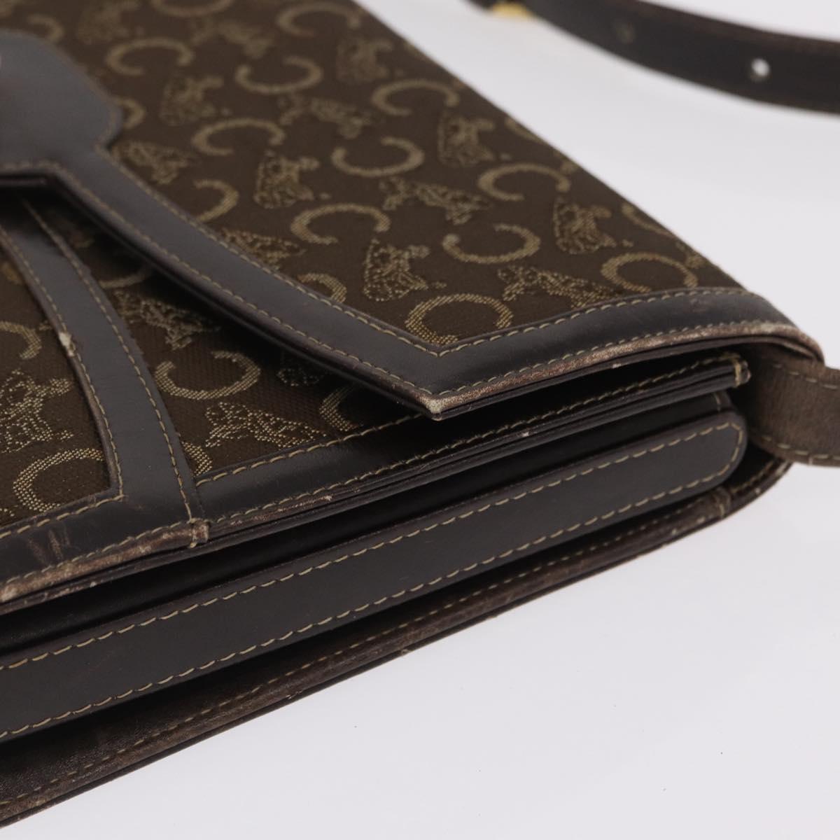 CELINE C Sulky Shoulder Bag Brown Gold Auth 207864