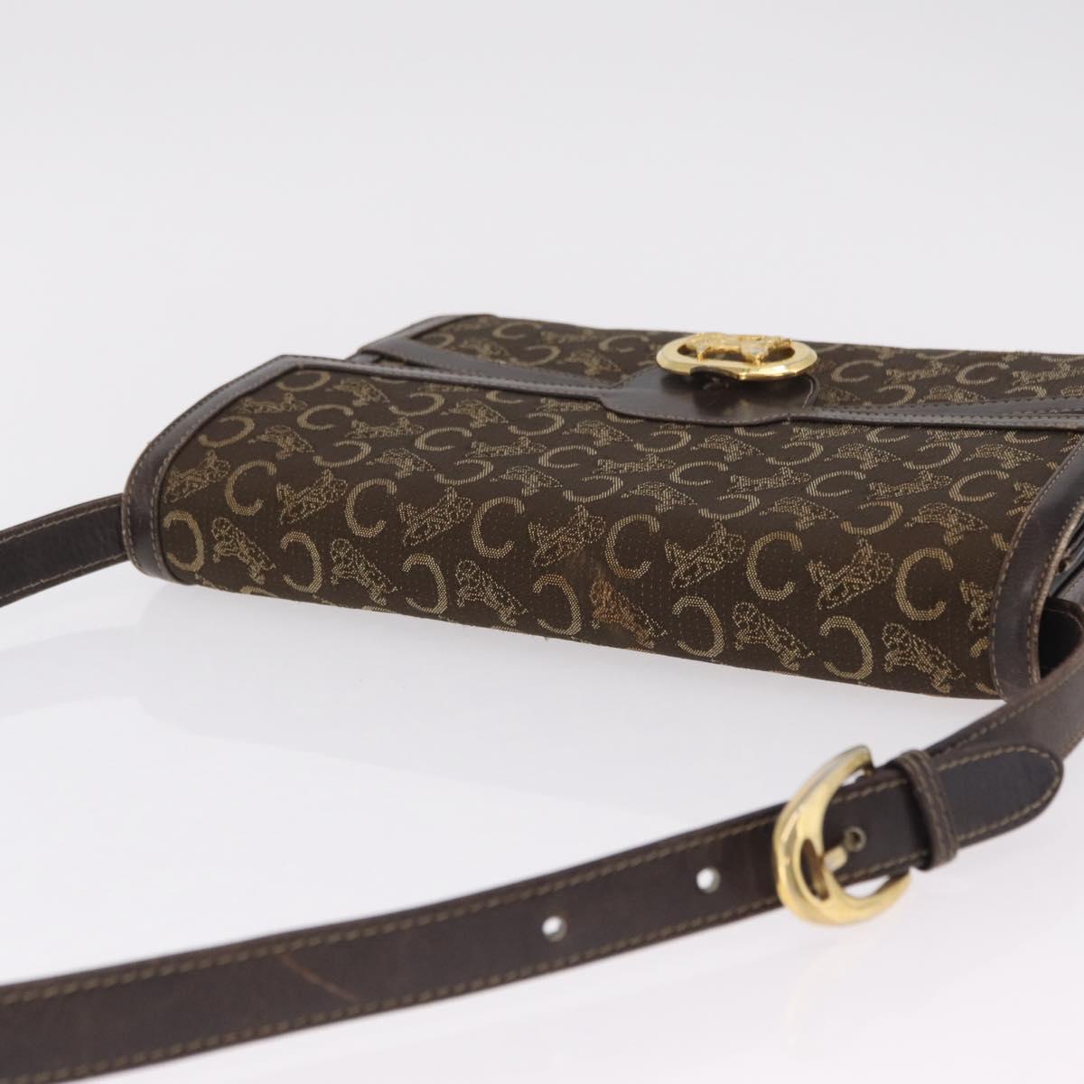 CELINE C Sulky Shoulder Bag Brown Gold Auth 207864