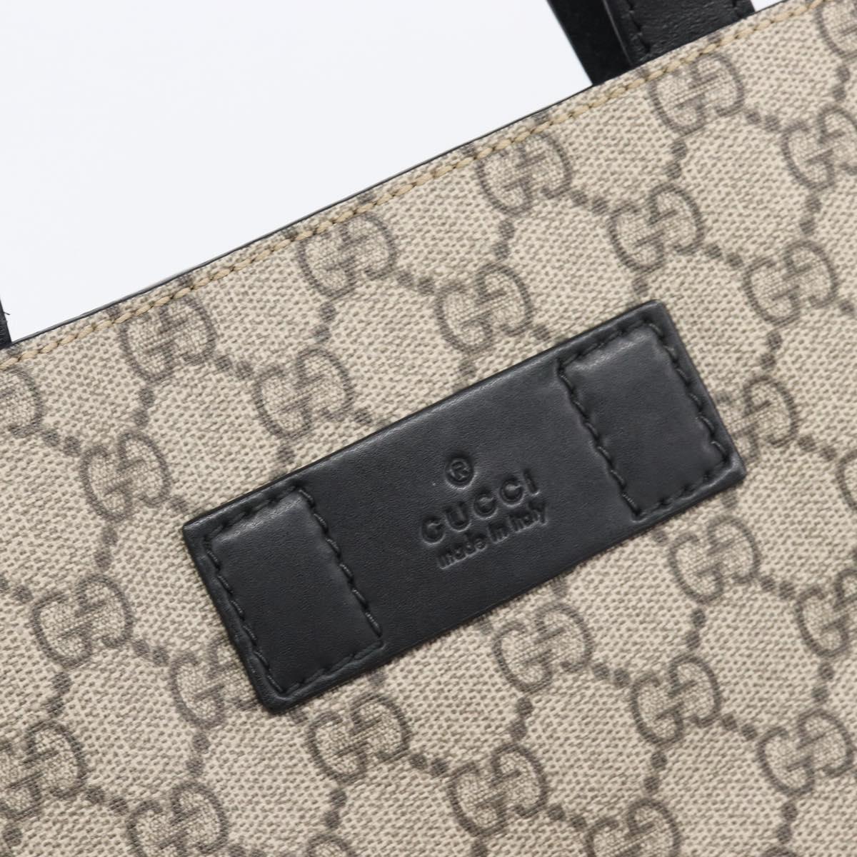 GUCCI GG Supreme Hand Bag PVC Beige Silver 456217 Auth 207865A