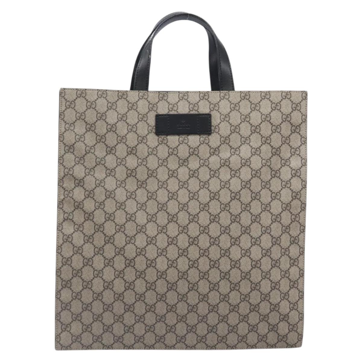 GUCCI GG Supreme Hand Bag PVC Beige Silver 456217 Auth 207865A