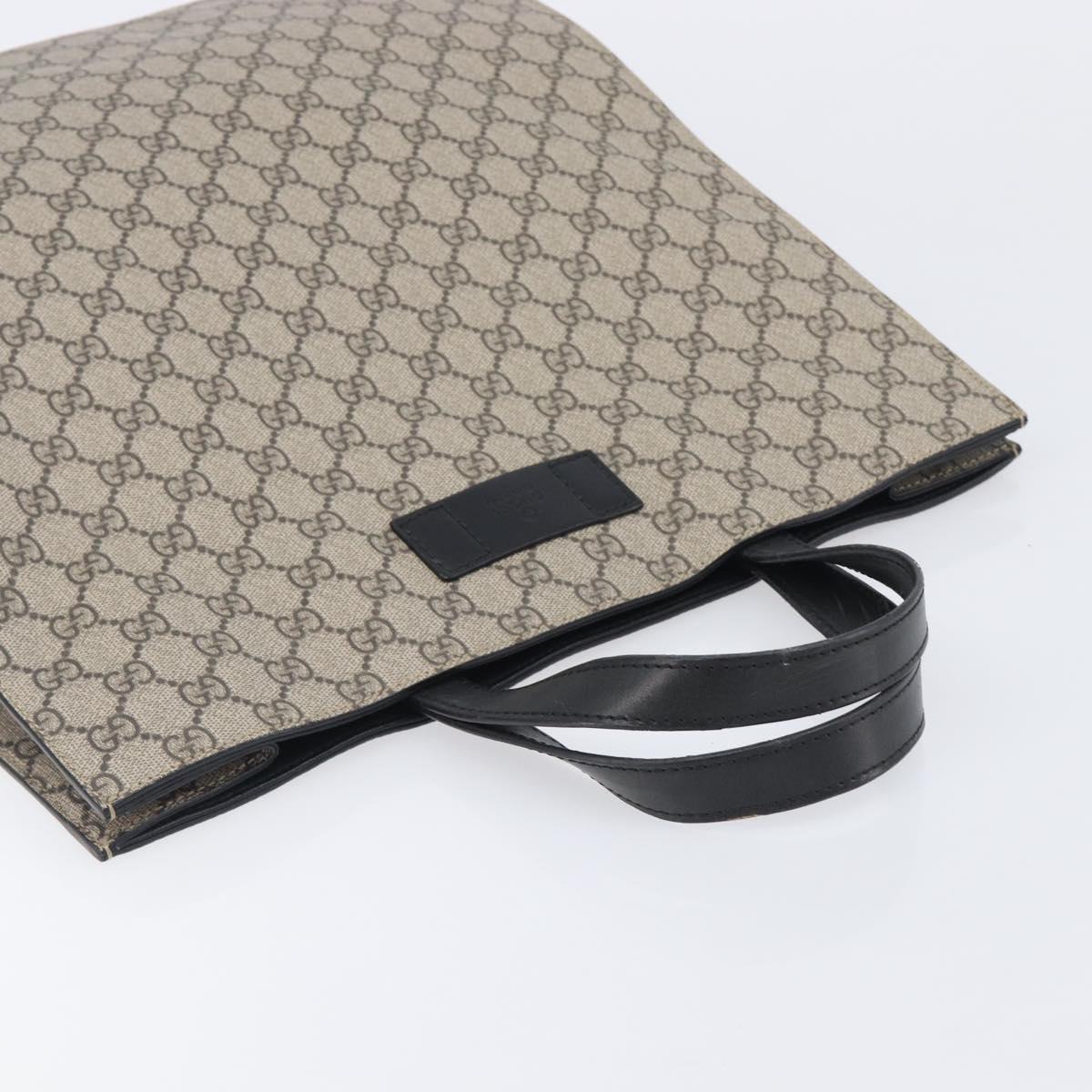 GUCCI GG Supreme Hand Bag PVC Beige Silver 456217 Auth 207865A