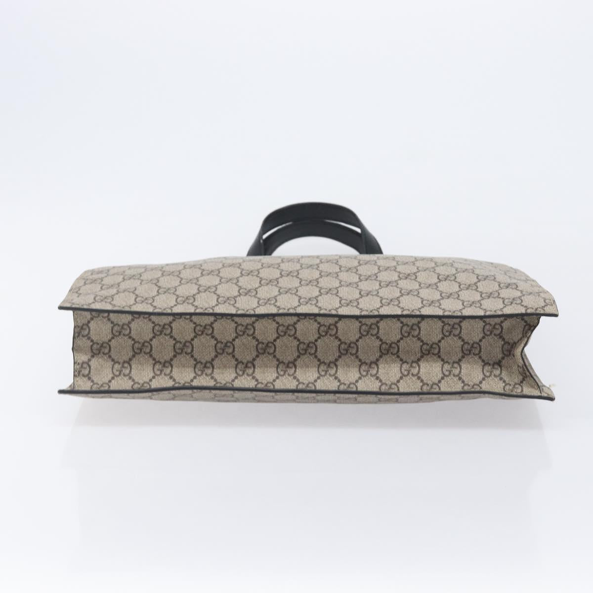 GUCCI GG Supreme Hand Bag PVC Beige Silver 456217 Auth 207865A