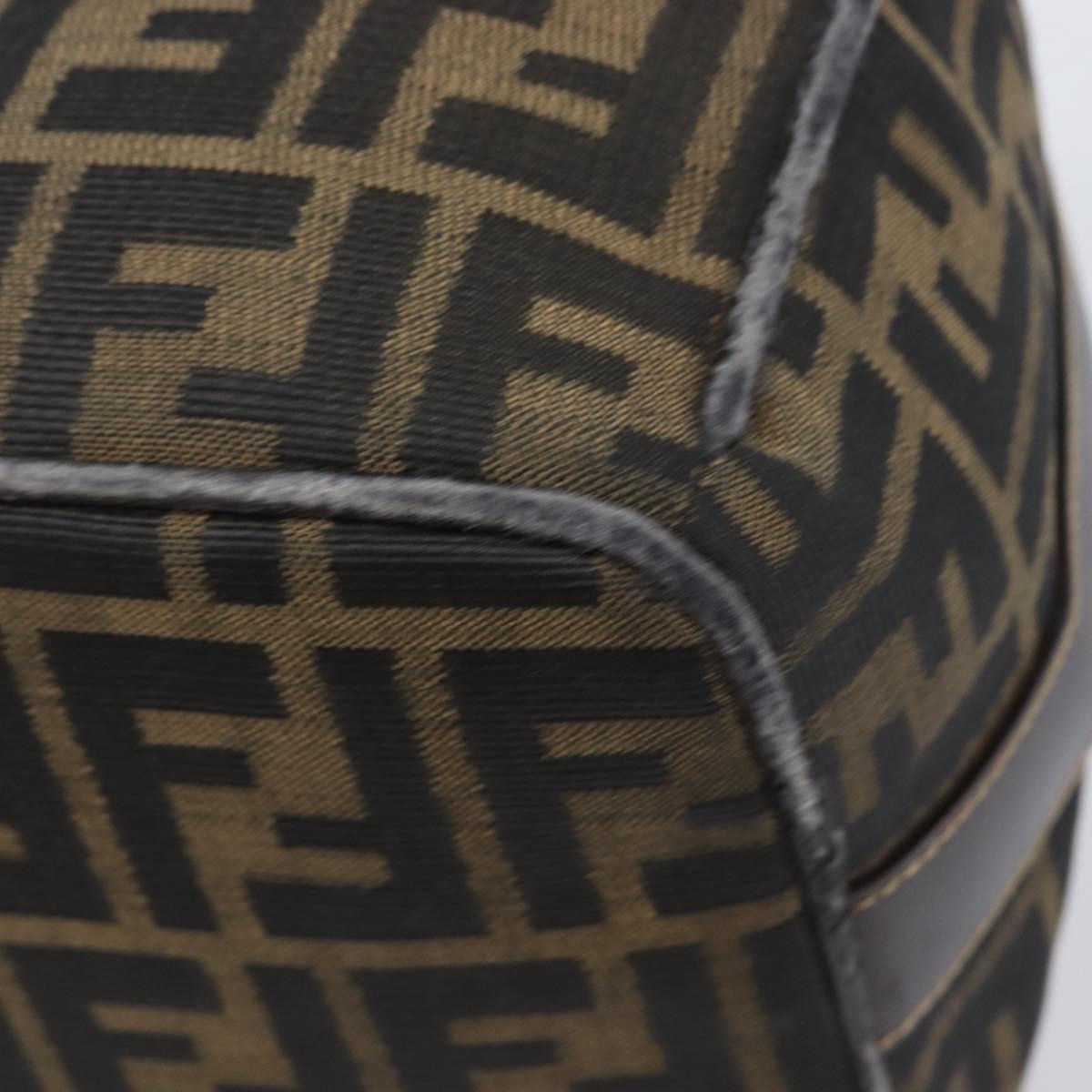 FENDI Zucca Canvas Vanity Cosmetic Pouch Brown Gold Tone Auth 207871