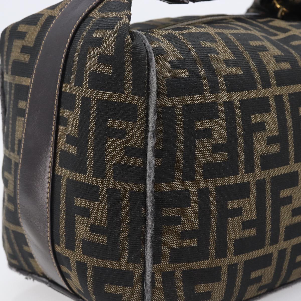 FENDI Zucca Canvas Vanity Cosmetic Pouch Brown Gold Tone Auth 207871