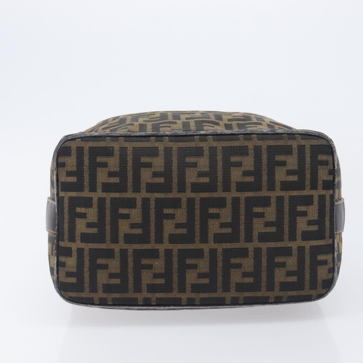 FENDI Zucca Canvas Vanity Cosmetic Pouch Brown Gold Tone Auth 207871