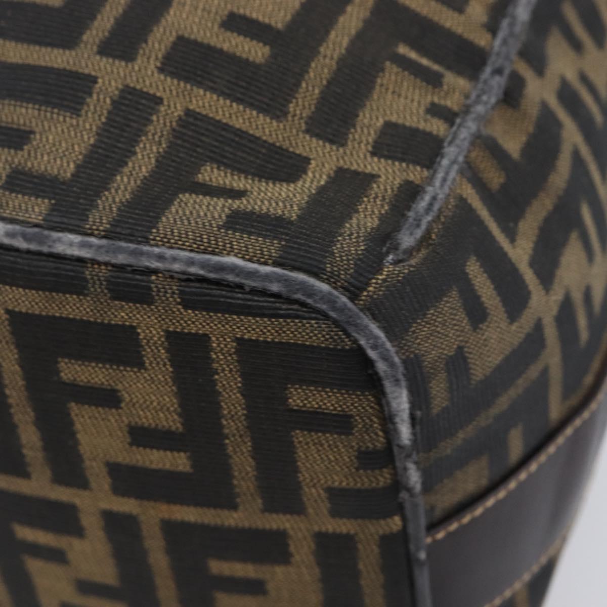 FENDI Zucca Canvas Vanity Cosmetic Pouch Brown Gold Tone Auth 207871