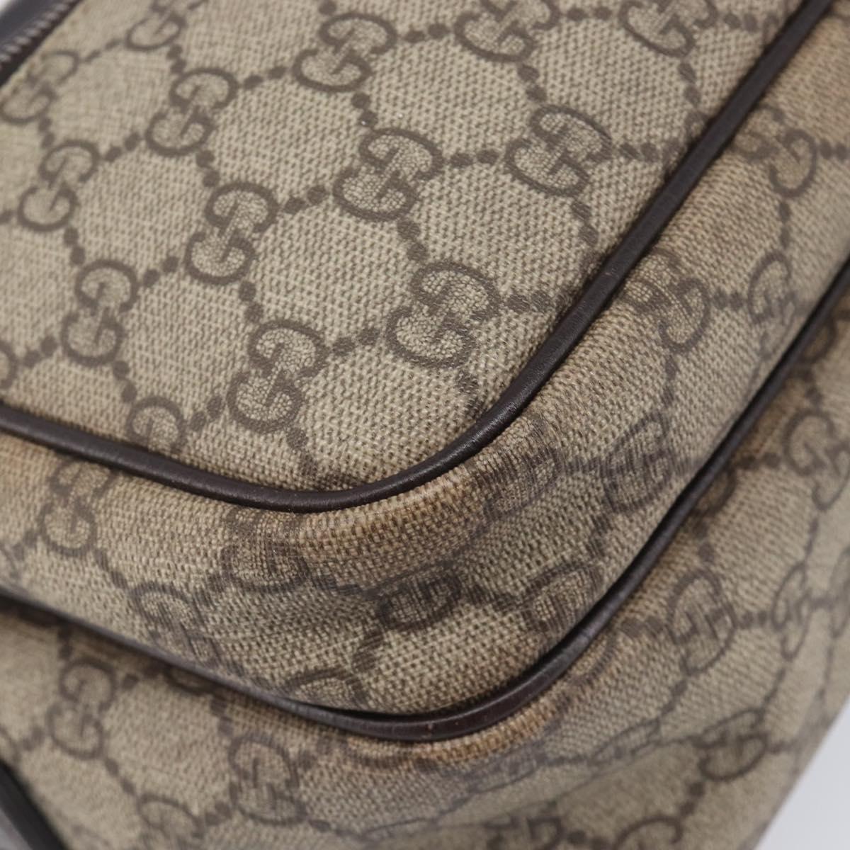 GUCCI GG Supreme Shoulder Bag PVC Beige Silver 114531 Auth 207872