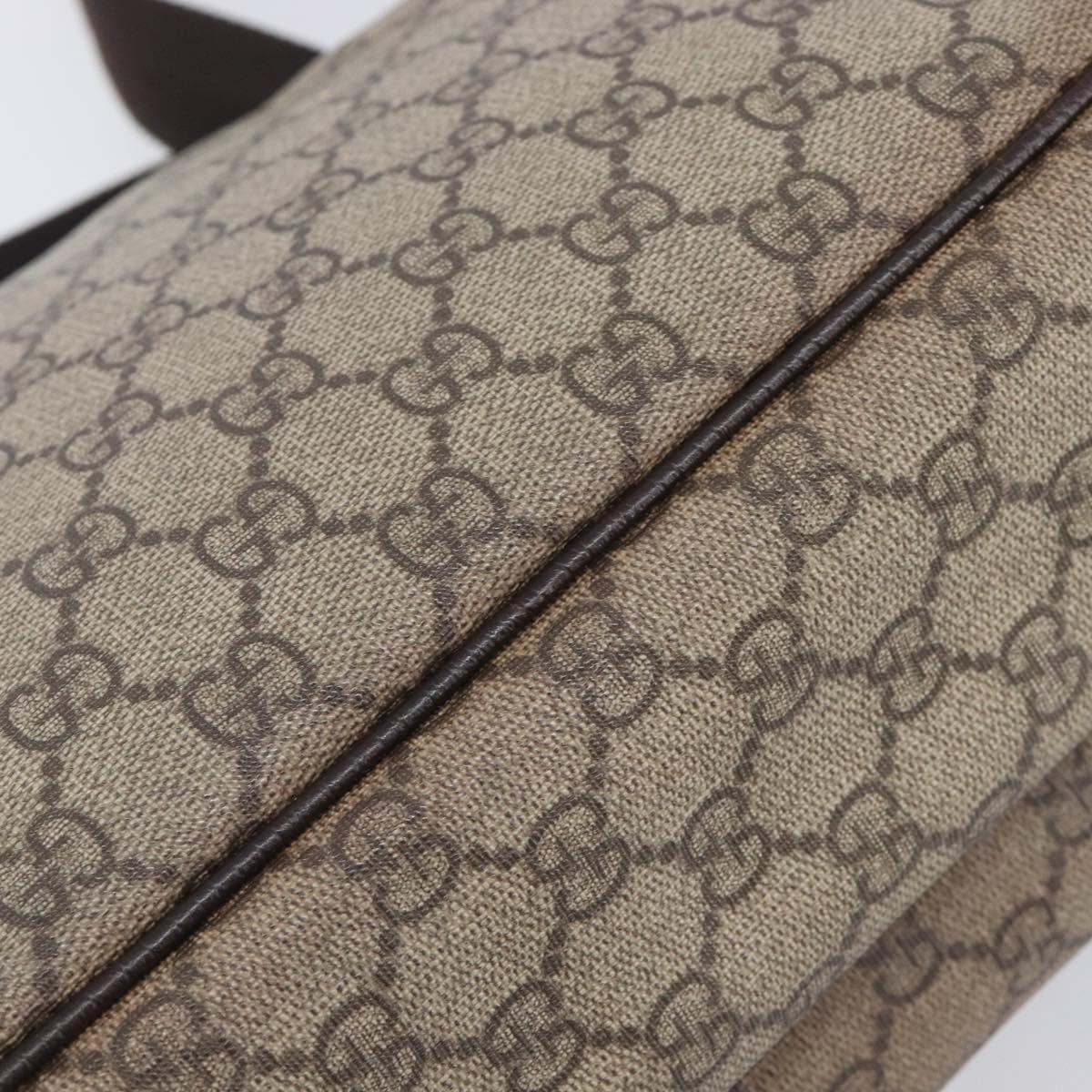 GUCCI GG Supreme Shoulder Bag PVC Beige Silver 114531 Auth 207872