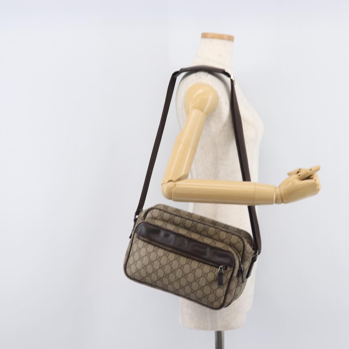 GUCCI GG Supreme Shoulder Bag PVC Beige Silver 114531 Auth 207872
