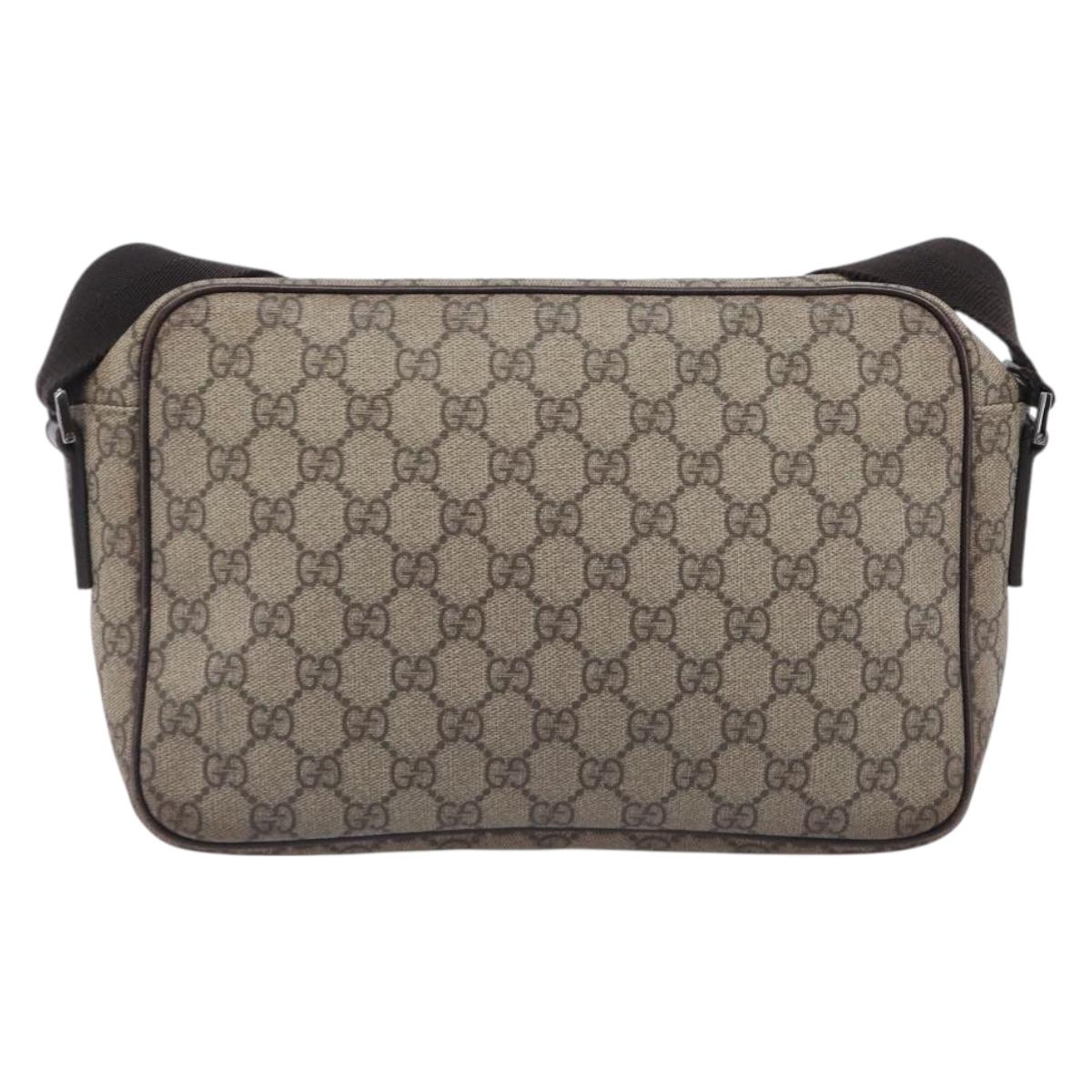 GUCCI GG Supreme Shoulder Bag PVC Beige Silver 114531 Auth 207872