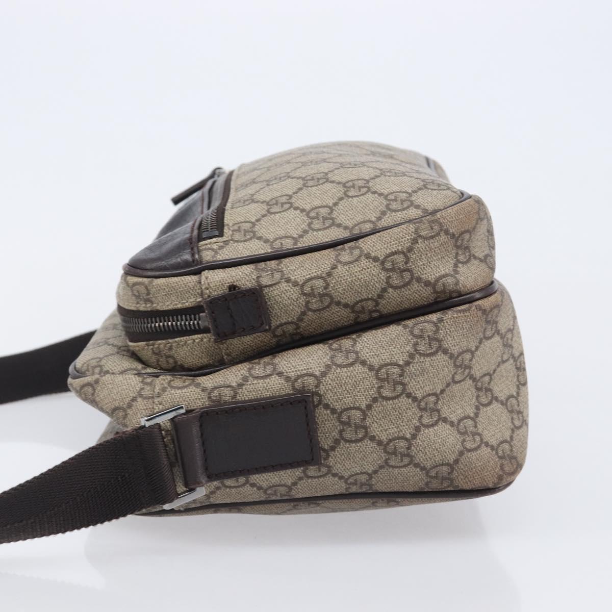 GUCCI GG Supreme Shoulder Bag PVC Beige Silver 114531 Auth 207872