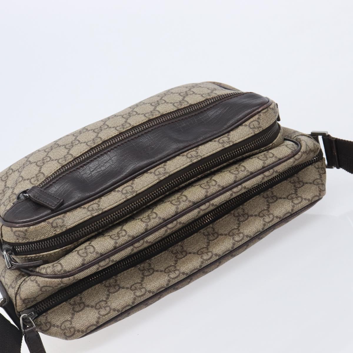 GUCCI GG Supreme Shoulder Bag PVC Beige Silver 114531 Auth 207872