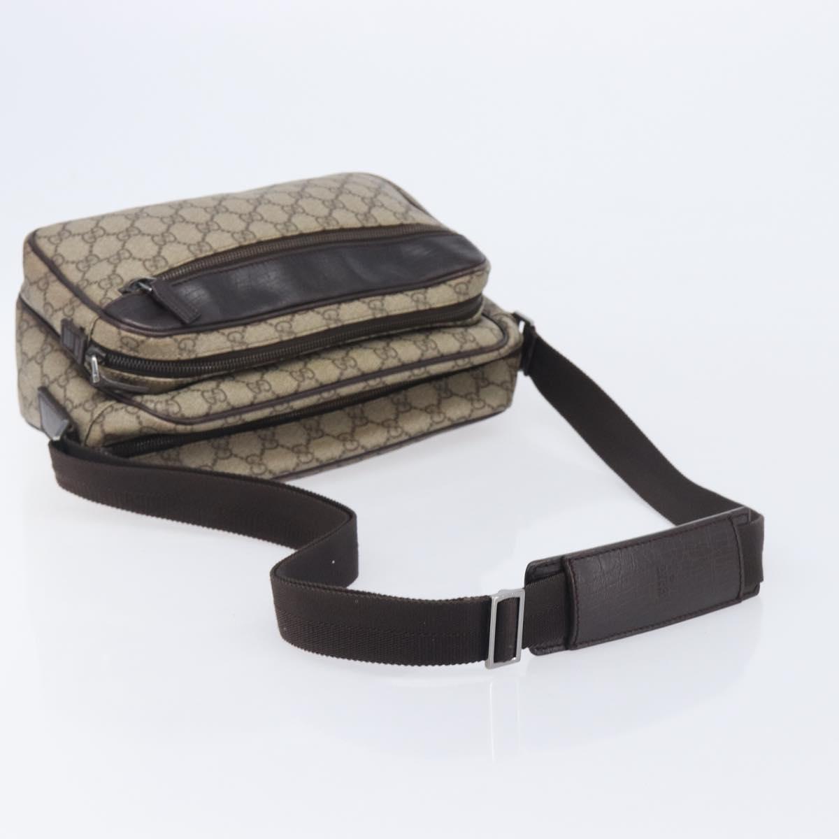 GUCCI GG Supreme Shoulder Bag PVC Beige Silver 114531 Auth 207872