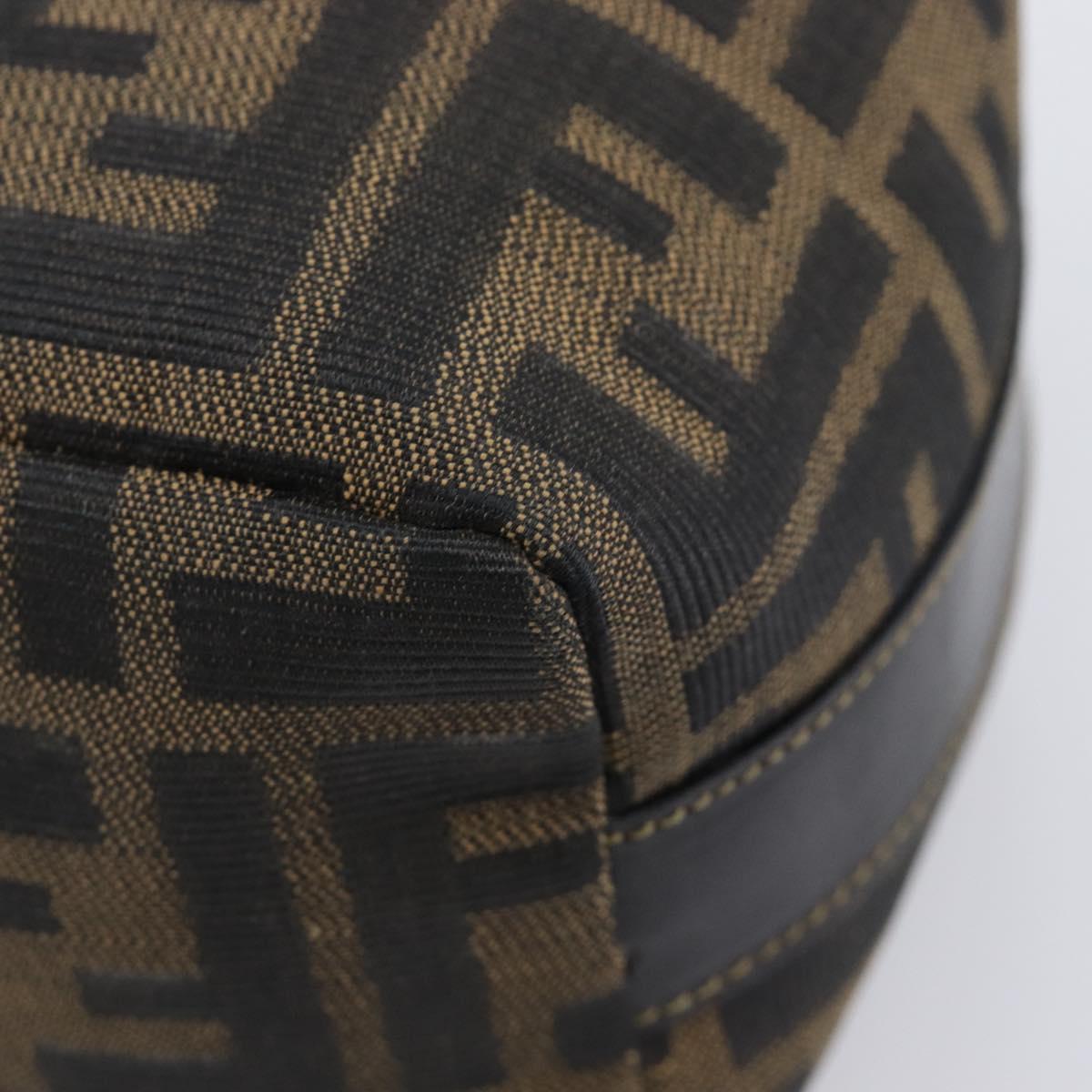 FENDI Zucca Canvas Vanity Cosmetic Pouch Brown Gold Tone Auth 207878V