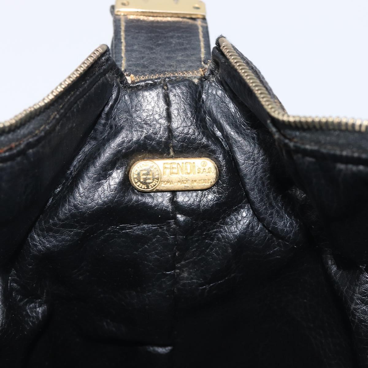 FENDI Zucca Canvas Vanity Cosmetic Pouch Brown Gold Tone Auth 207878V
