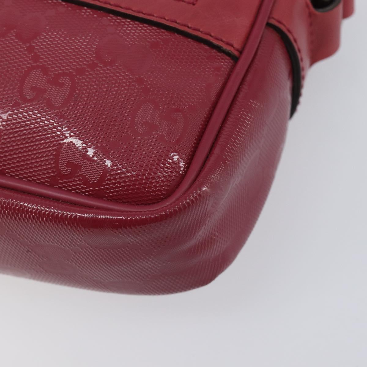 GUCCI GG Crystal Shoulder Bag PVC Red Silver 201447 Auth 207882A