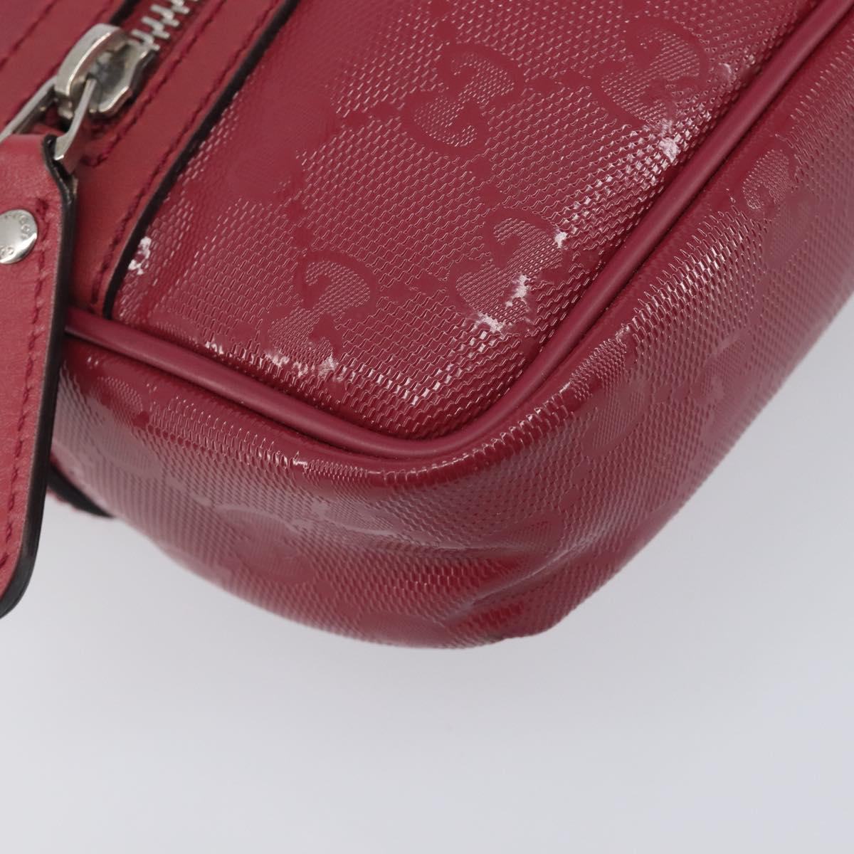GUCCI GG Crystal Shoulder Bag PVC Red Silver 201447 Auth 207882A