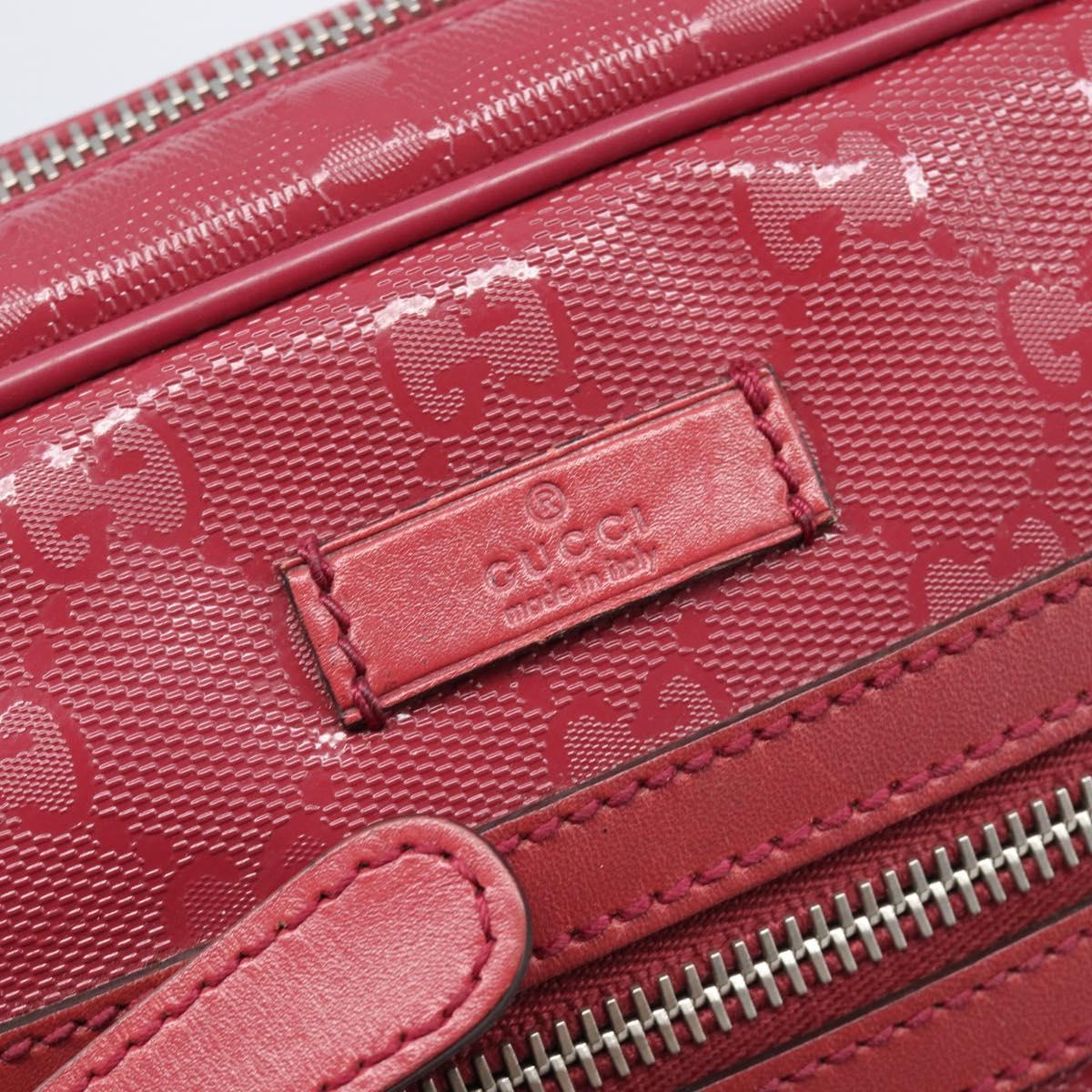 GUCCI GG Crystal Shoulder Bag PVC Red Silver 201447 Auth 207882A