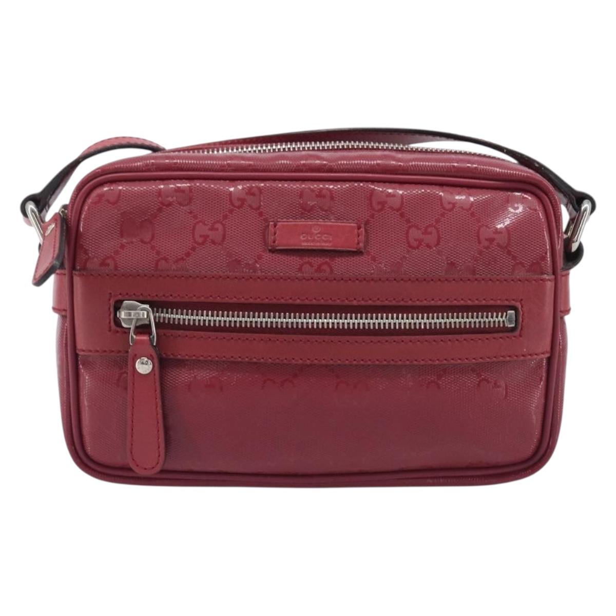 GUCCI GG Crystal Shoulder Bag PVC Red Silver 201447 Auth 207882A