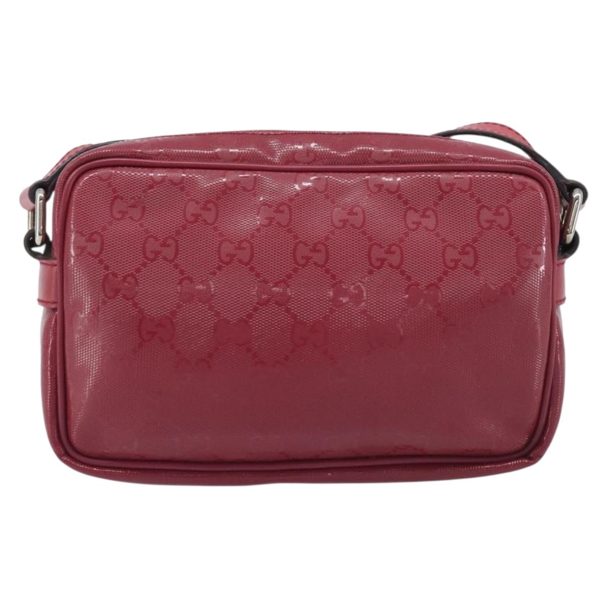 GUCCI GG Crystal Shoulder Bag PVC Red Silver 201447 Auth 207882A