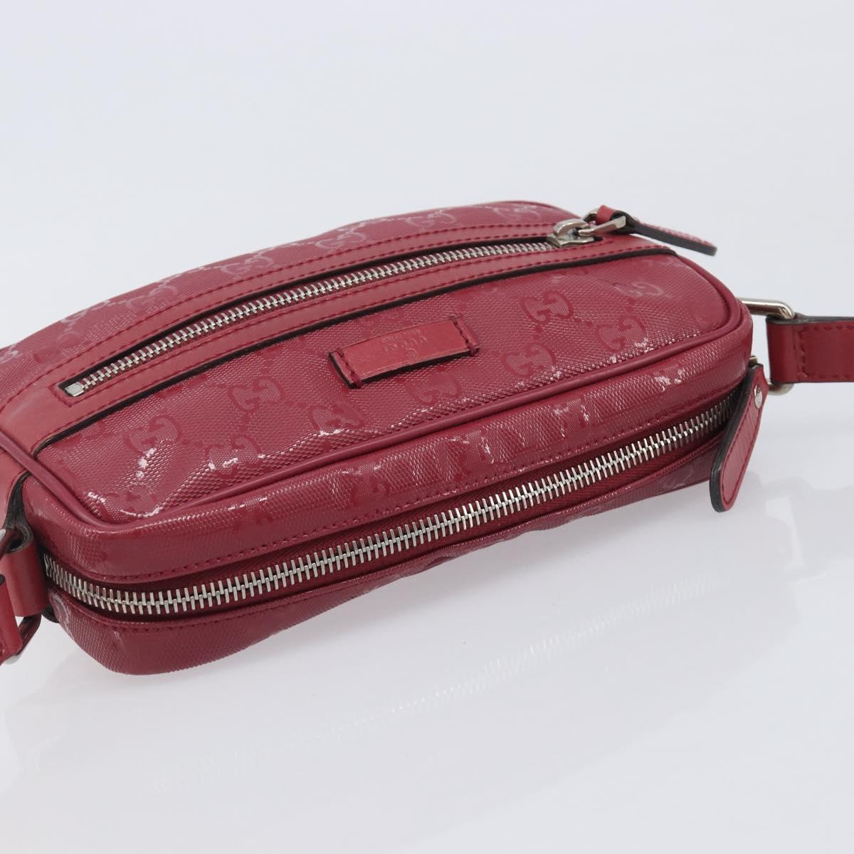 GUCCI GG Crystal Shoulder Bag PVC Red Silver 201447 Auth 207882A