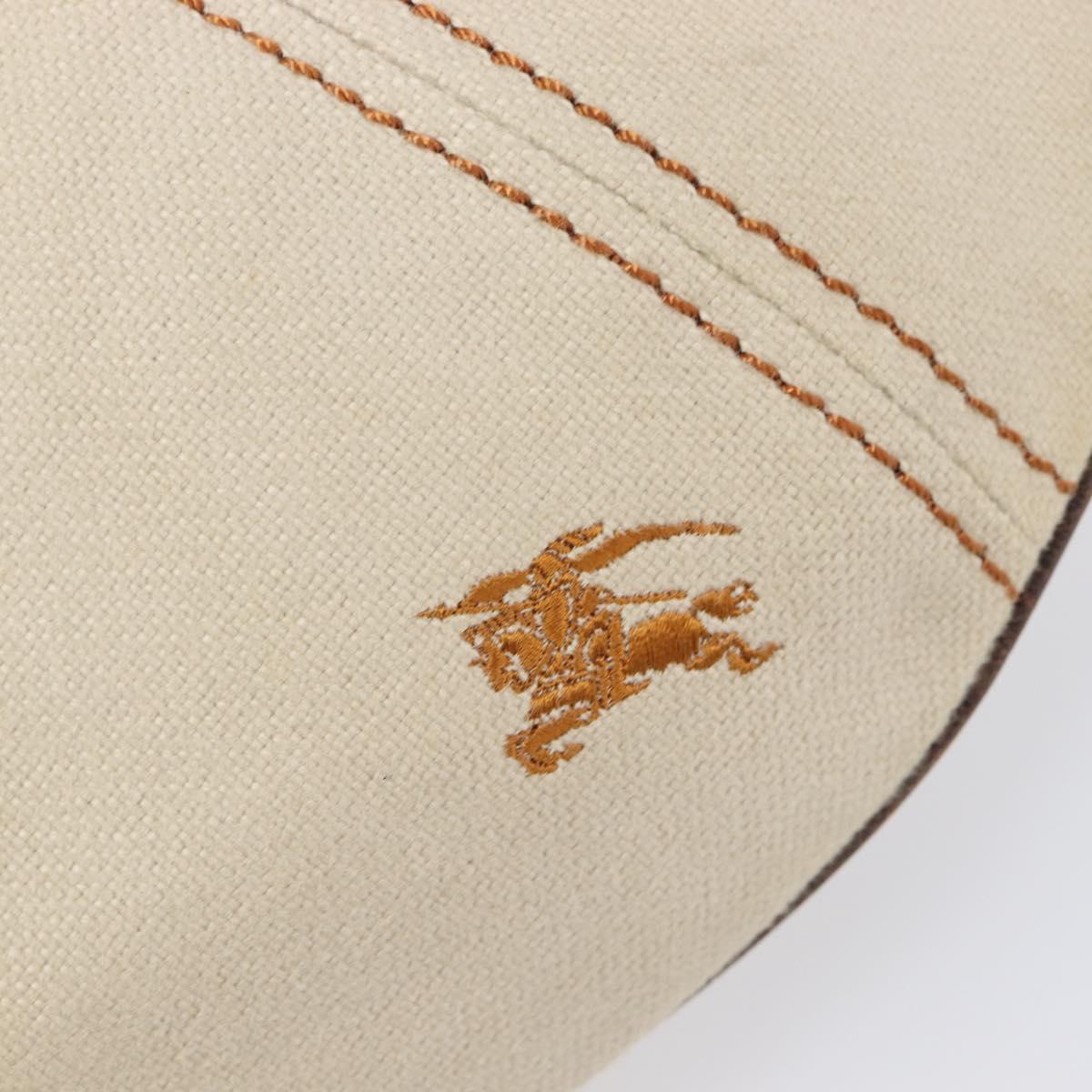 BURBERRY Blue Label Shoulder Bag Canvas Ivory Silver Auth 207885A