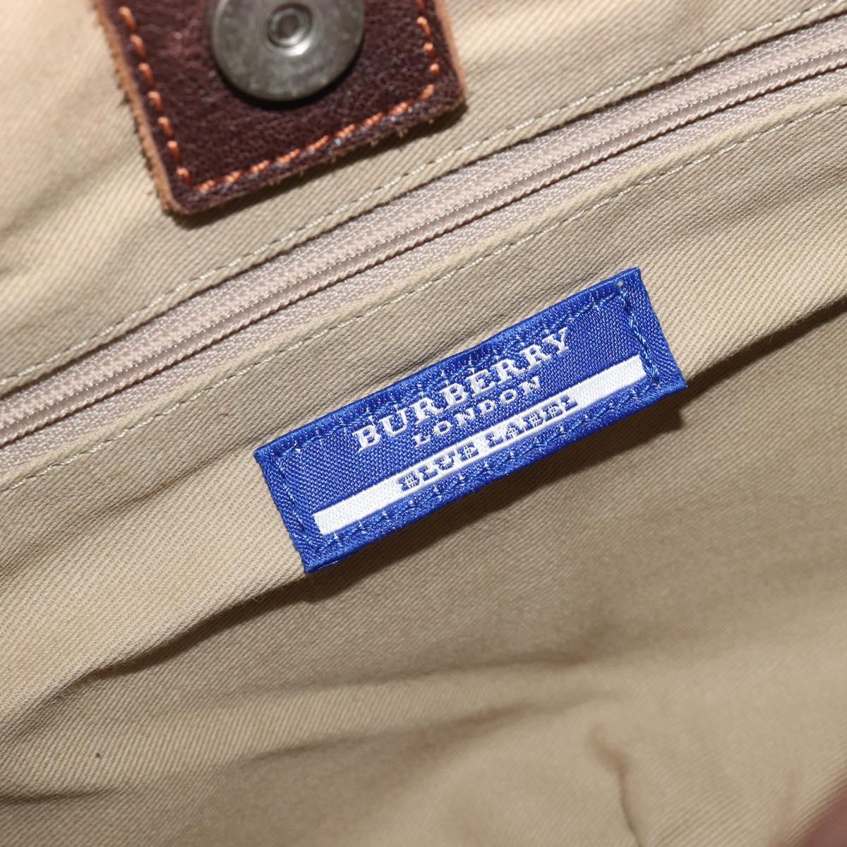 BURBERRY Blue Label Shoulder Bag Canvas Ivory Silver Auth 207885A