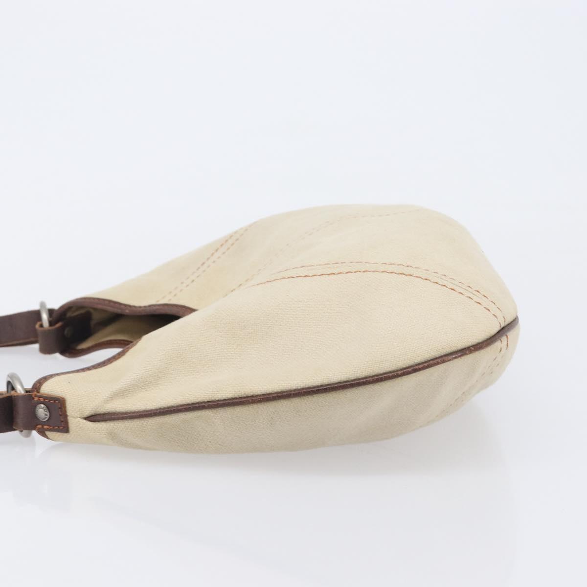 BURBERRY Blue Label Shoulder Bag Canvas Ivory Silver Auth 207885A