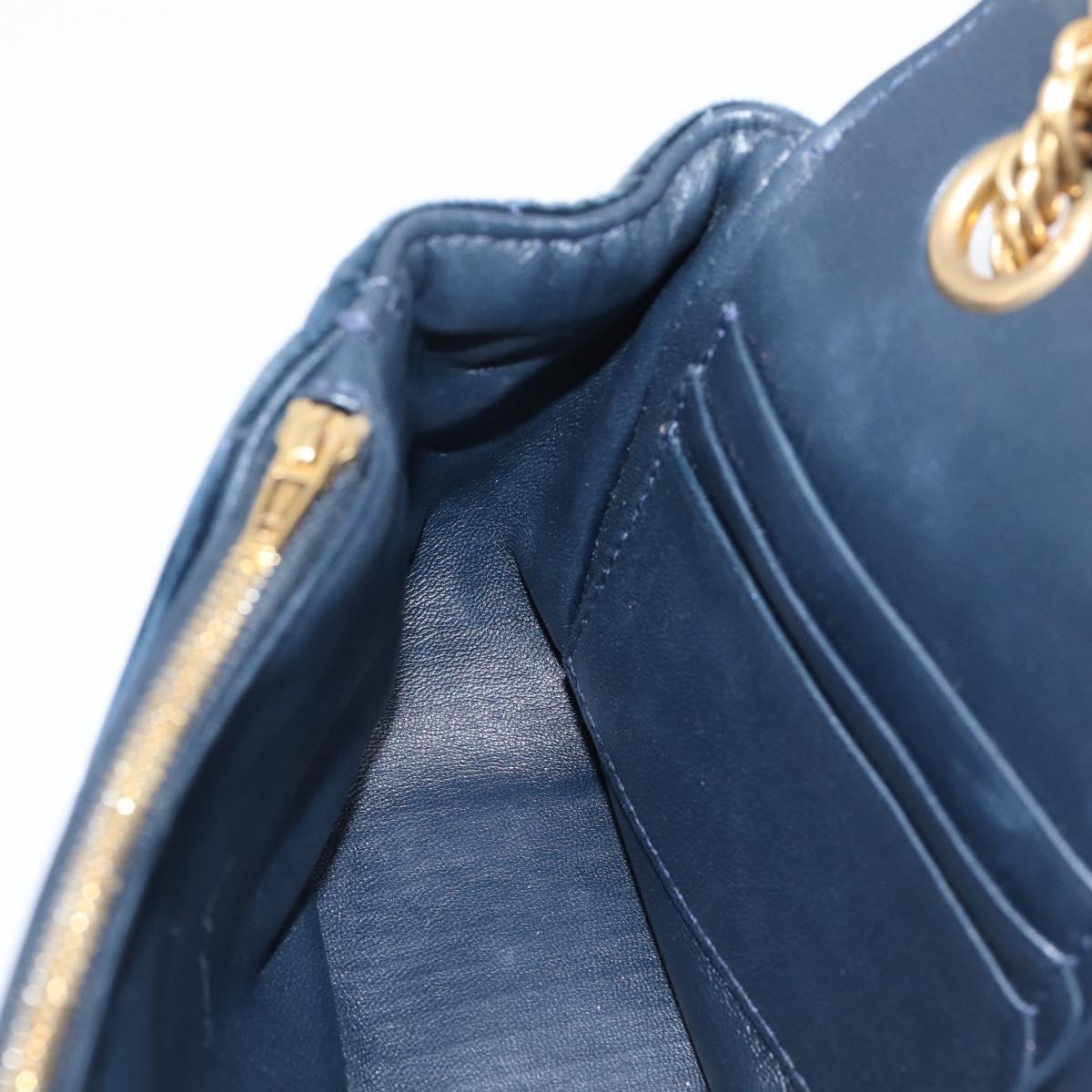 Balenciaga BB Round Chain Shoulder Bag Velor Navy Gold Auth 207889M