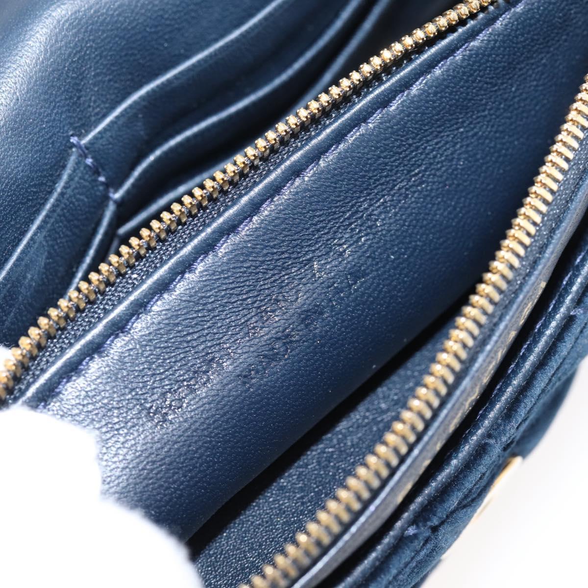 Balenciaga BB Round Chain Shoulder Bag Velor Navy Gold Auth 207889M