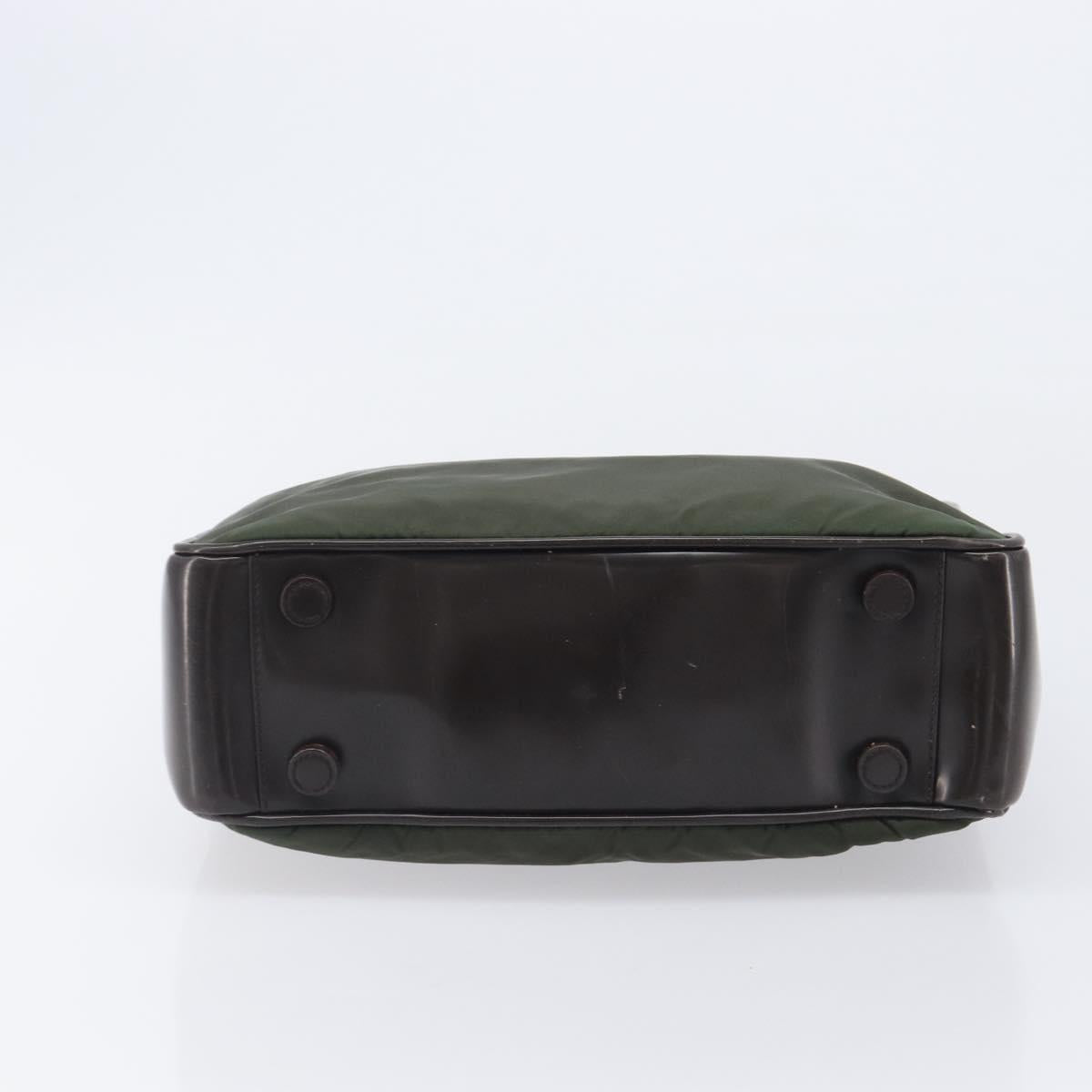 PRADA Hand Bag Nylon Green Auth 207896