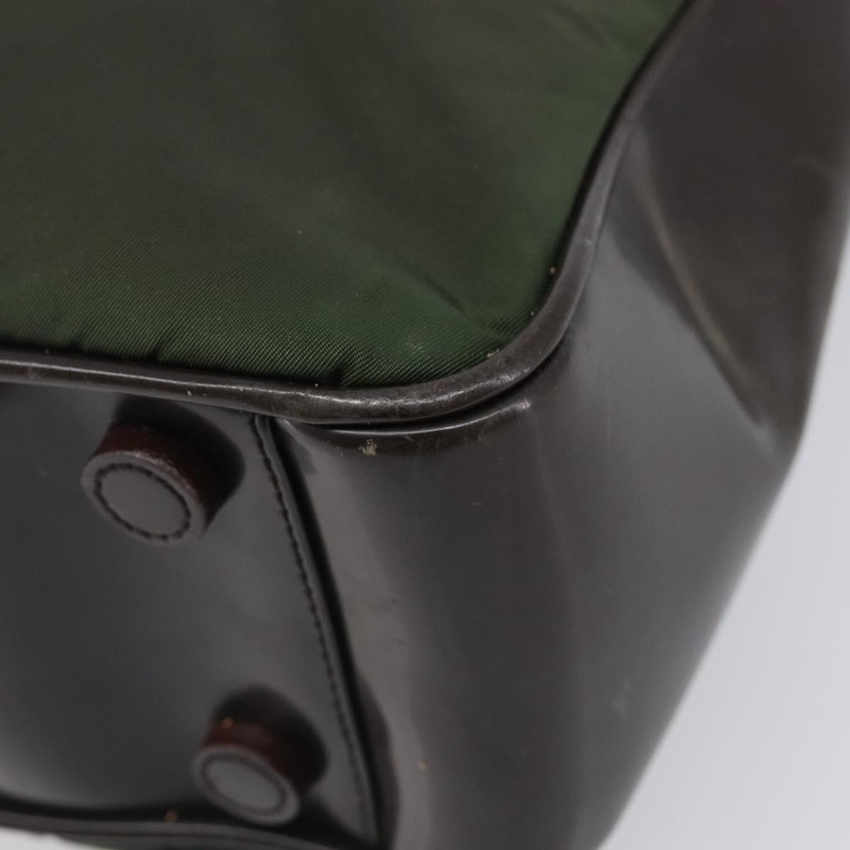 PRADA Hand Bag Nylon Green Auth 207896