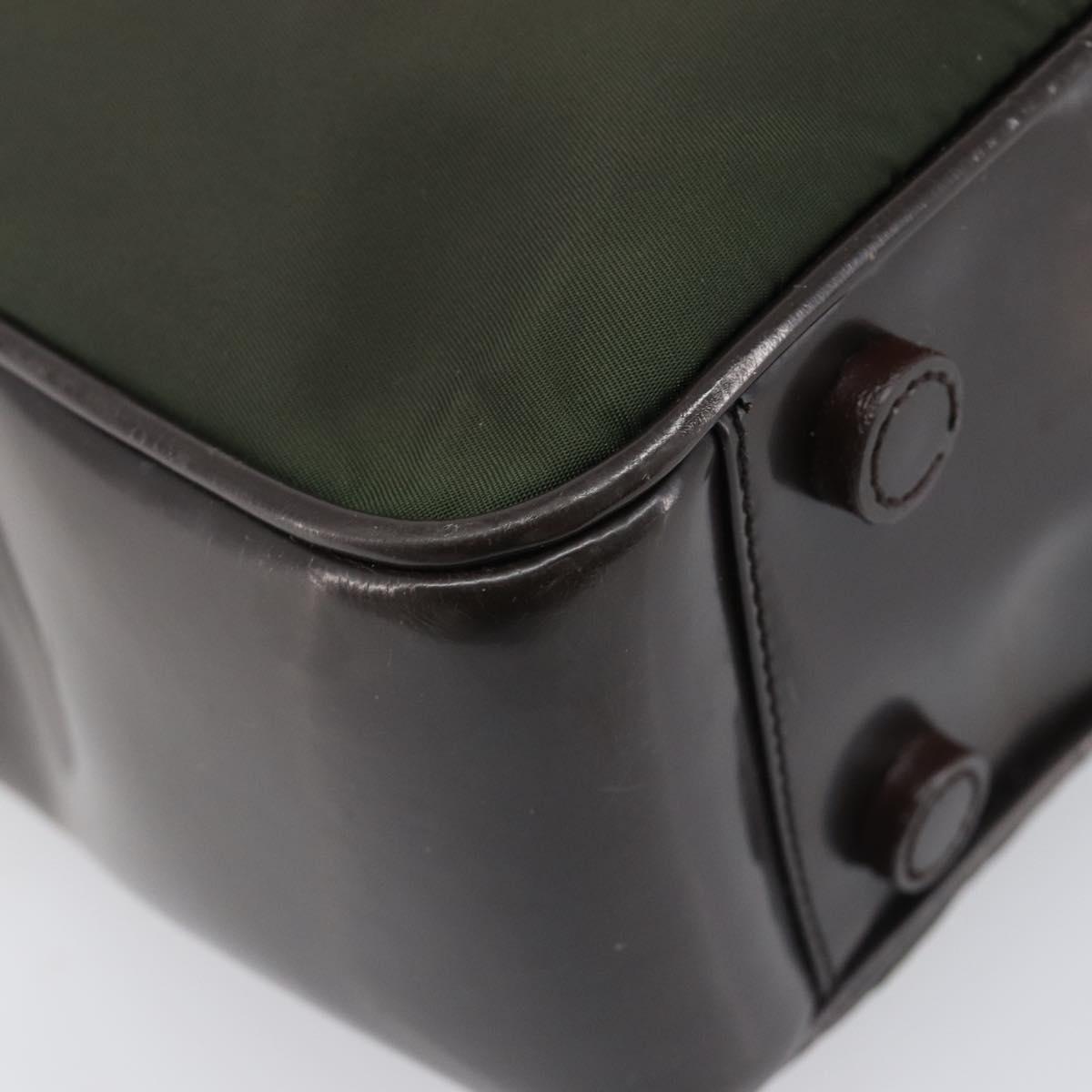 PRADA Hand Bag Nylon Green Auth 207896
