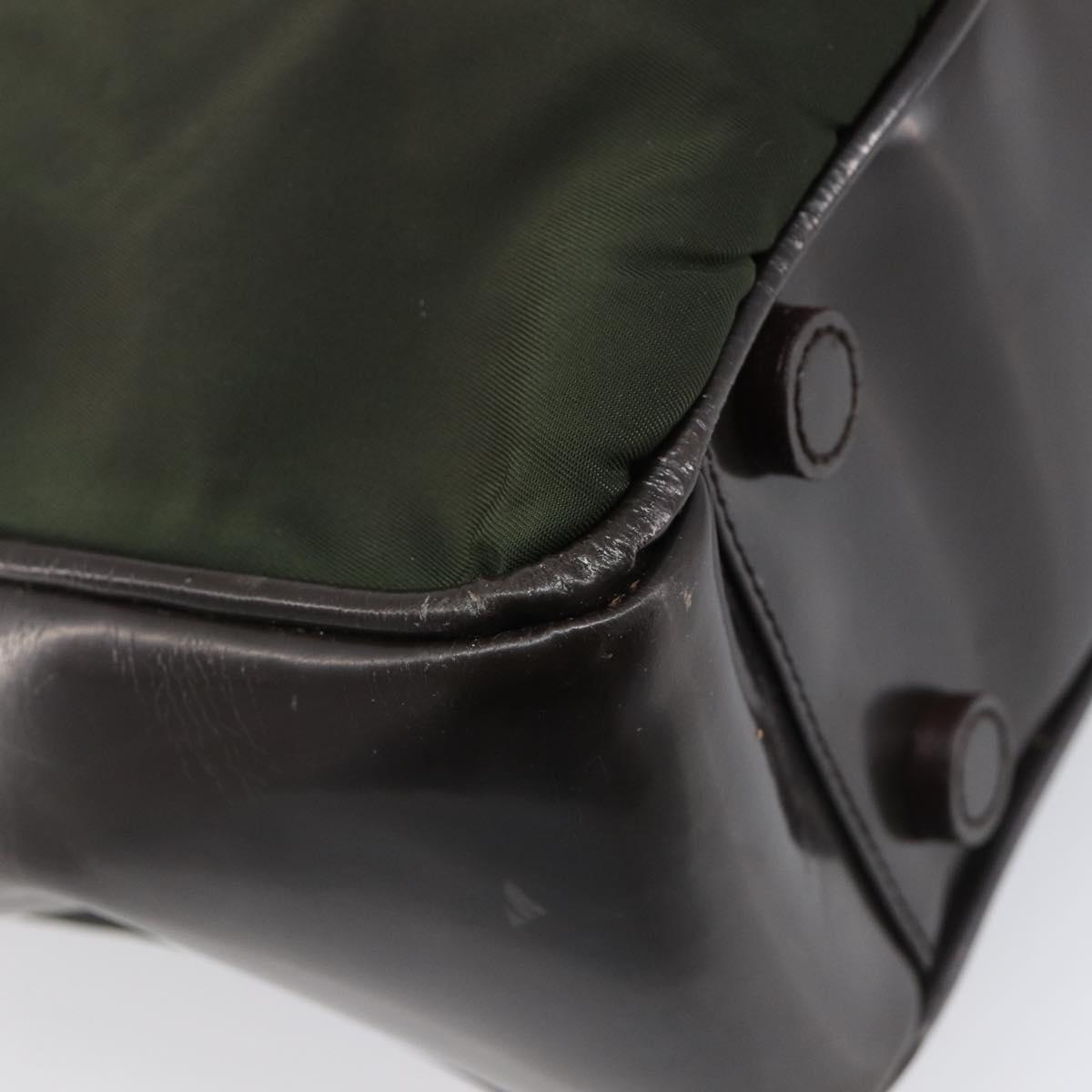 PRADA Hand Bag Nylon Green Auth 207896