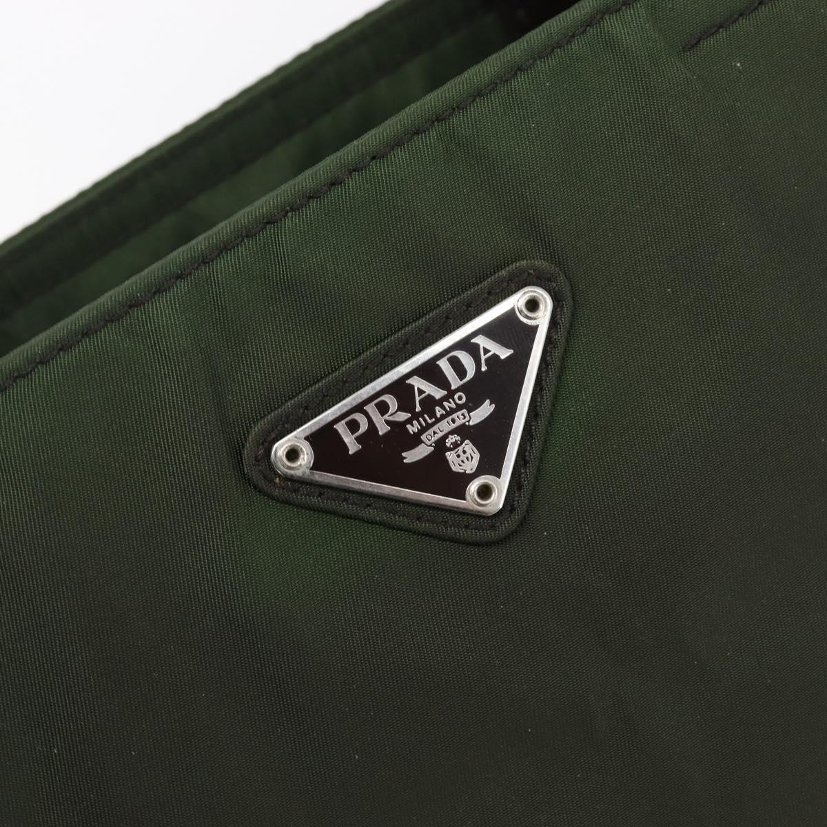 PRADA Hand Bag Nylon Green Auth 207896