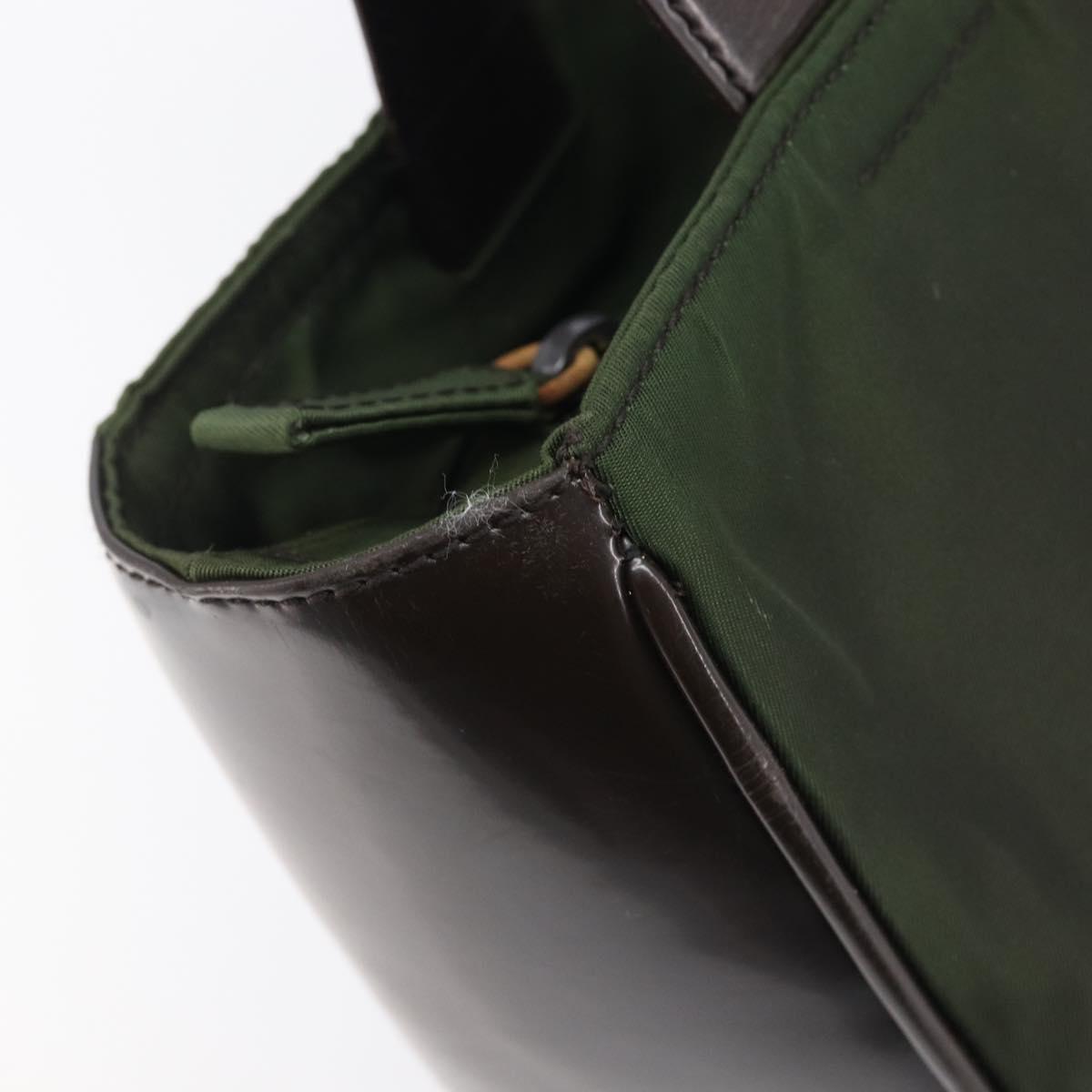 PRADA Hand Bag Nylon Green Auth 207896