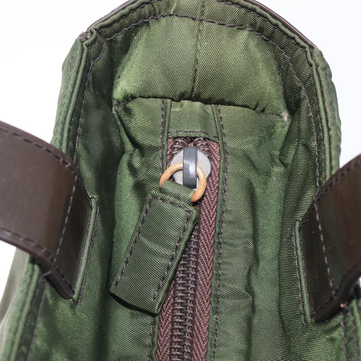 PRADA Hand Bag Nylon Green Auth 207896
