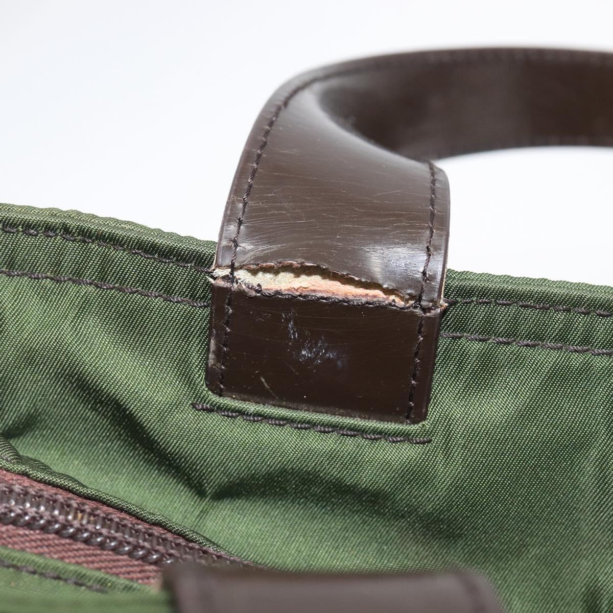 PRADA Hand Bag Nylon Green Auth 207896