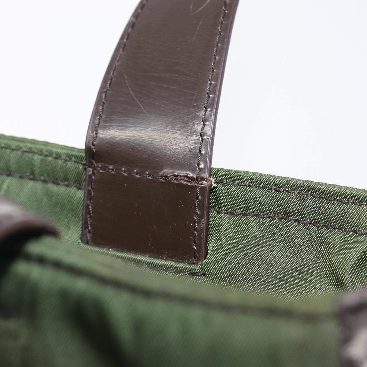 PRADA Hand Bag Nylon Green Auth 207896